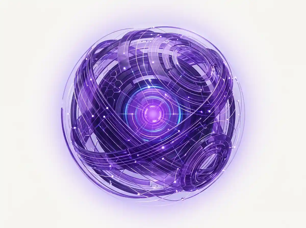 Abstract glowing purple sphere illustration representing FinTechAsiaa and Asian fintech connectivity